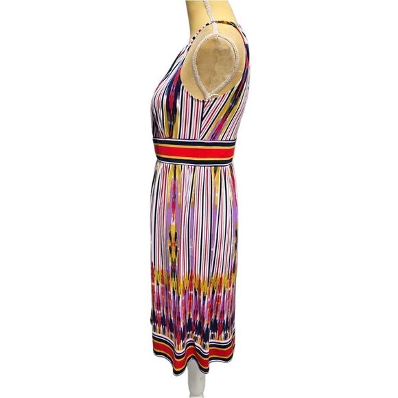 London Times Striped Vibrant Colorful Halter Dress, Size 6 - Picture 4 of 10